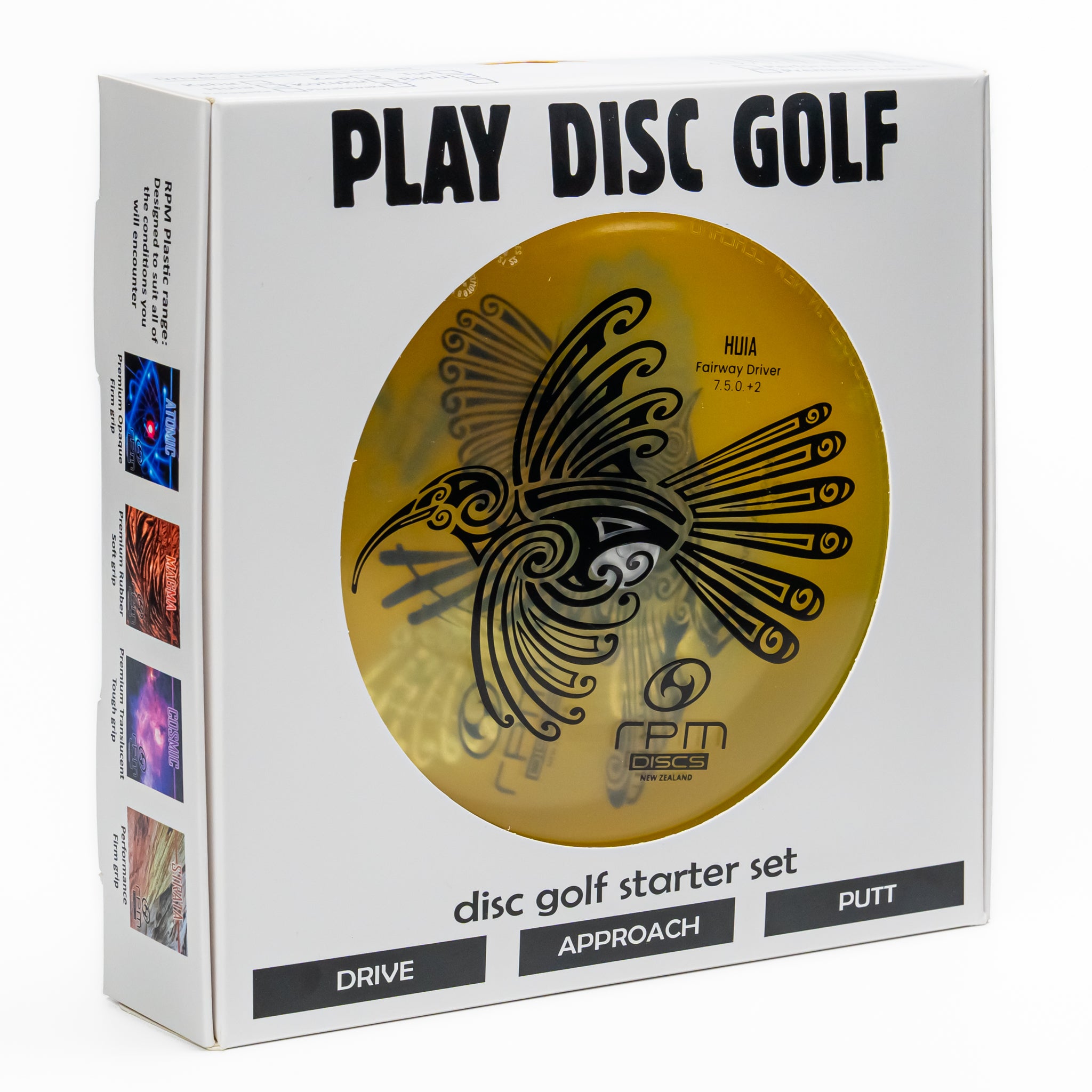 RPM Discs disc golf starter set with a Huia