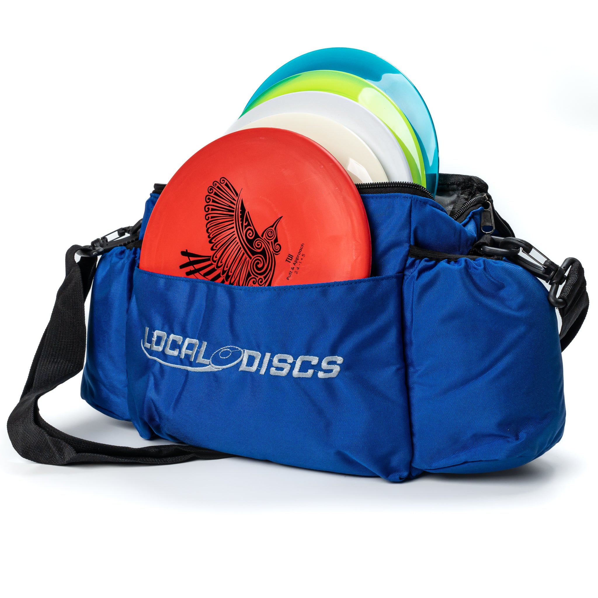 Local Discs Pro Starter Disc Golf Set with blue bag and Tui putter